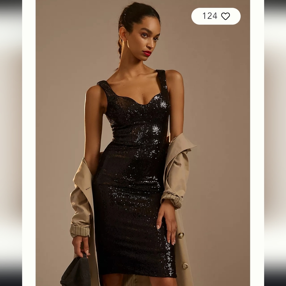 Dress the population sweetheart sequin midi dress - Picture 1 of 12